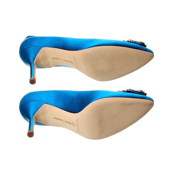 Manolo Blahnik Hangisi 70 Satin Pump (Authentic Pre-Loved), Blue - Picture 4 of 5